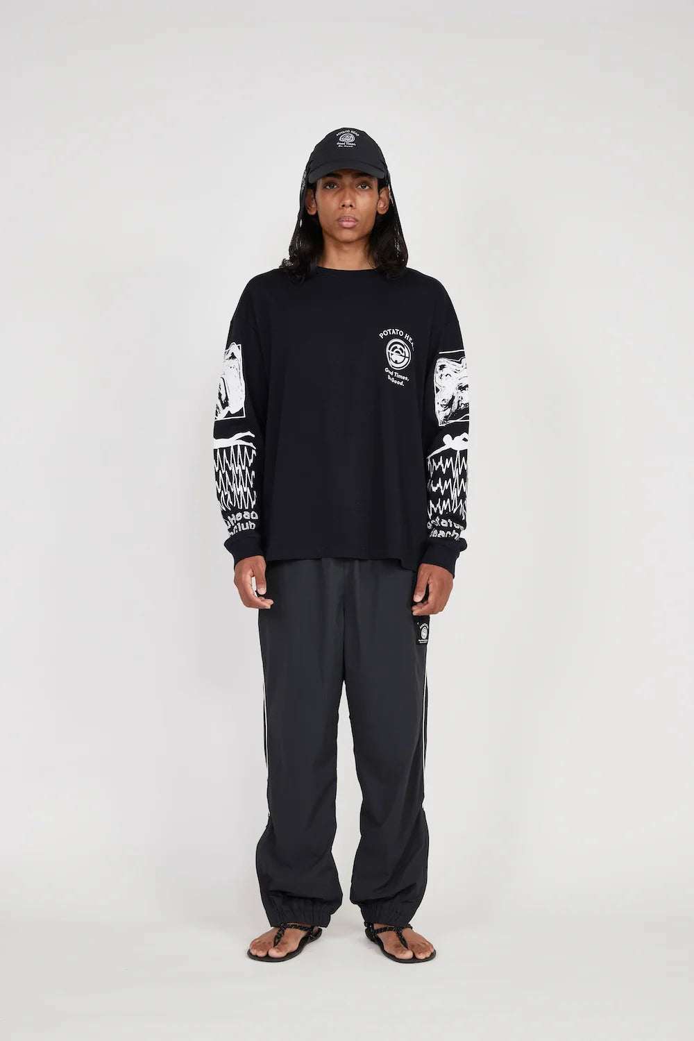 POTATO HEAD LONG SLEEVE TEE - BLACK