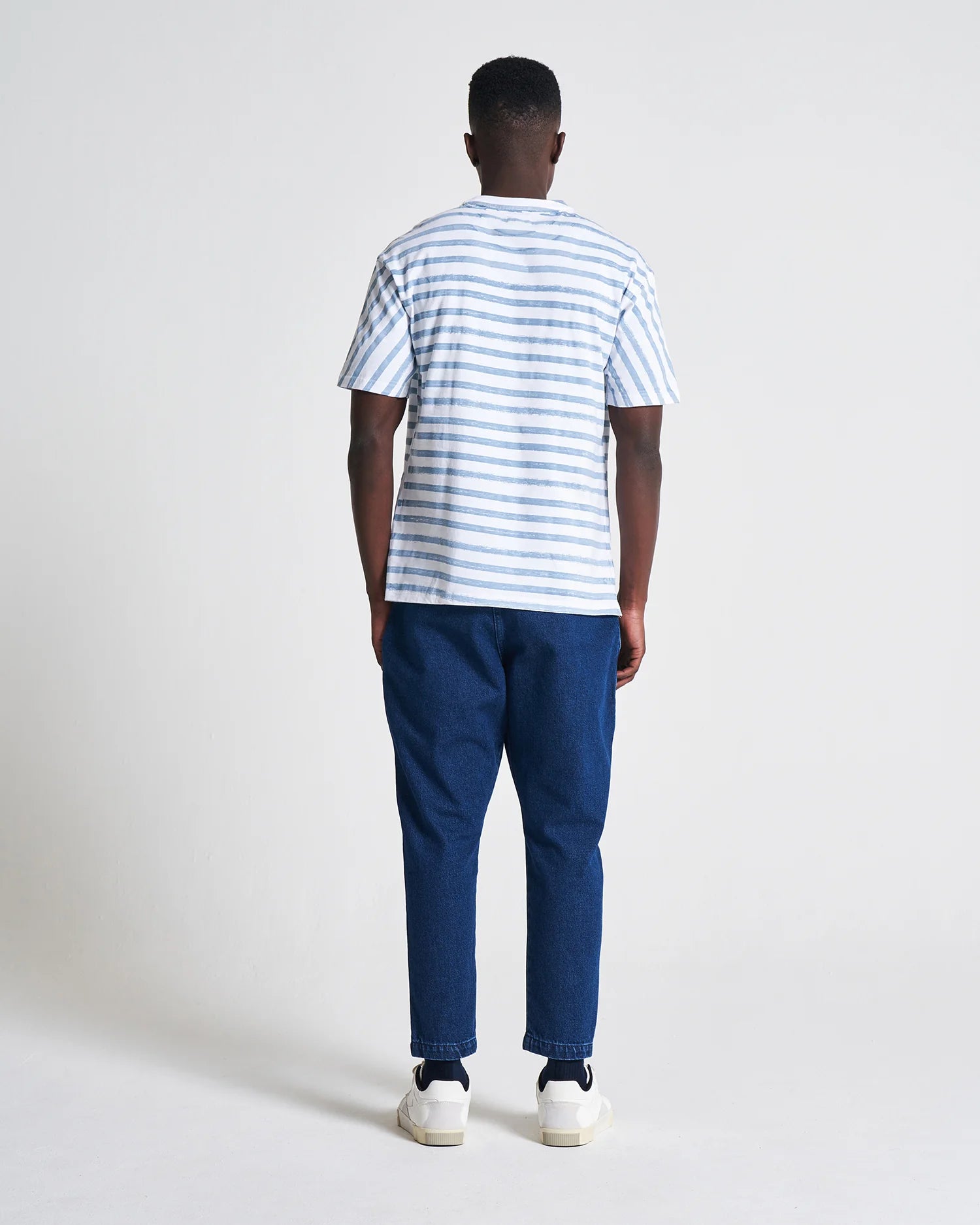 THE BOX TEE - DUSTY BLUE STRIPES