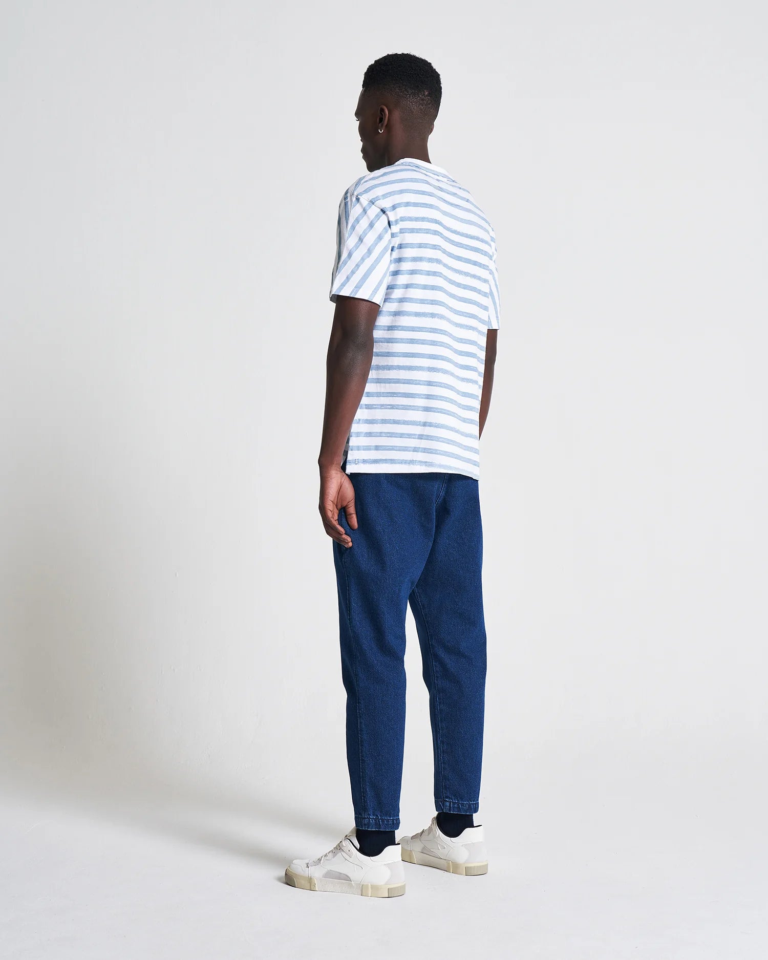 THE BOX TEE - DUSTY BLUE STRIPES