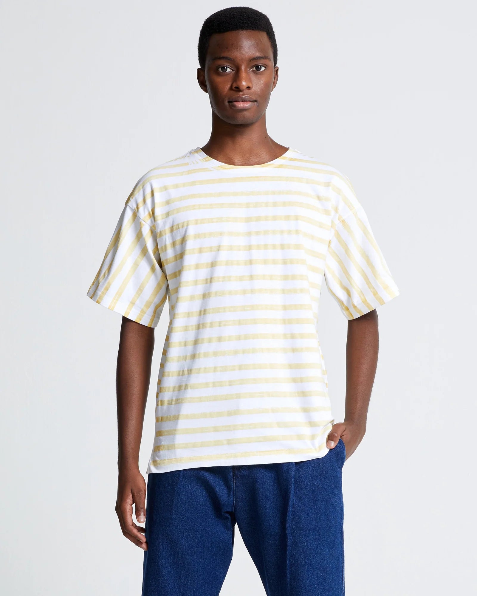 THE BOX TEE - STRAW STRIPES