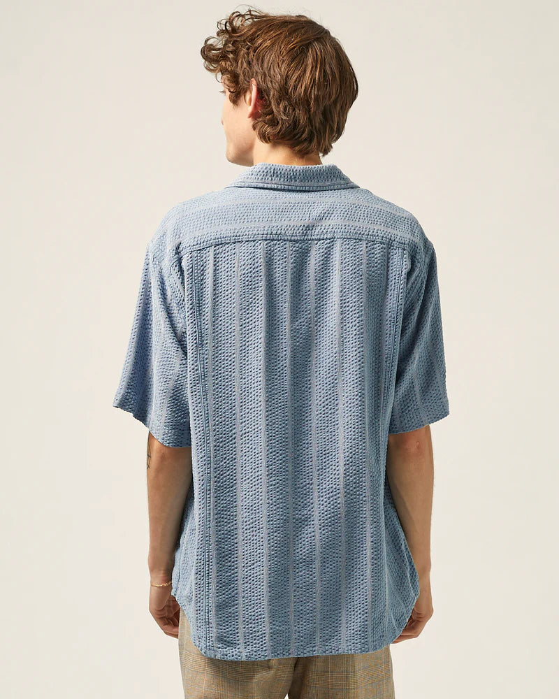 STRIPED SEERSUCKER SHIRT - INDIGO
